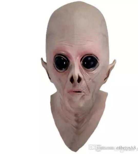 

lxh new arrival scary silicone face mask alien ufo extra terrestrial party et horror rubber latex full masks for halloween party toy prop