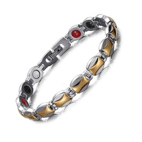 

link, chain silver-gold stainless steel magnet bracelet jewelry germanium, Black