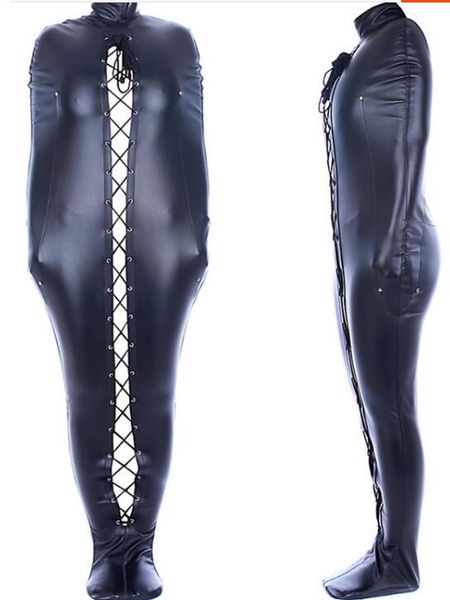 

157body bag alternative toys for men and women with all-inclusive patent leather tights leather pu tied mummies wrapped body bag tights, Red;black