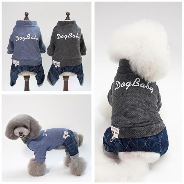 

latest explosion canadian designer pet dog clothes canvas four-legged clothes vip autumn and winter new thick cotton and linen pet clothes