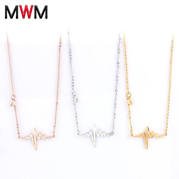 

mwm 2020 ecg pendant necklace chain stainless steel for women female jewelry fashion choker women's clothing accessory, Silver