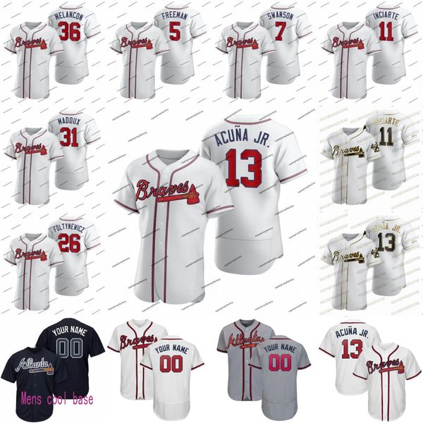 

13 ronald acuna jr. 2020 season baseball jerseys atlanta 5 freddie an 10 chipper jones braves aaron murphy stitched dansby swanson, Blue;black