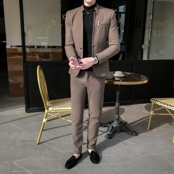 

2020 new fashion casual stand collar small suit personality korean version of the self-cultivation trend, White;black