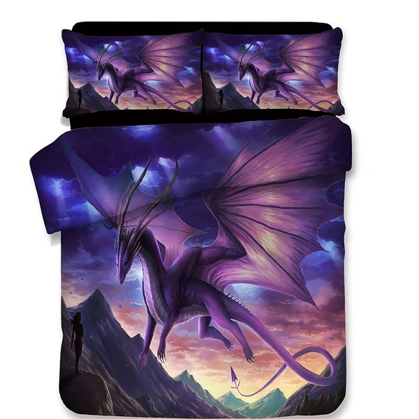 

3d dragon dinosaur duvet cover us twin full  king eu single double super king size bedding 3pcs children bedroom textiles
