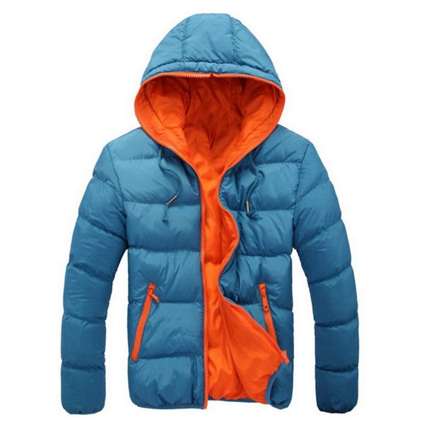 

loozykit men's coat winter color block zipper hooded jacket cotton padded coat slim fit fashion thicken warm outwear tracksuit, Black