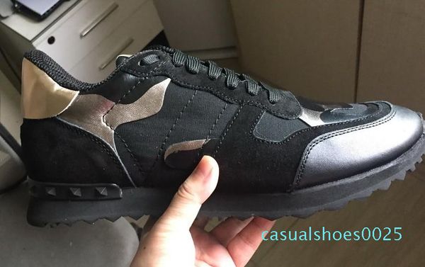 

2020 новый дизайнерские rock stud тапки женщин и мужчин повседневная обувь rock runner тренер партии свадебная обувь, Black