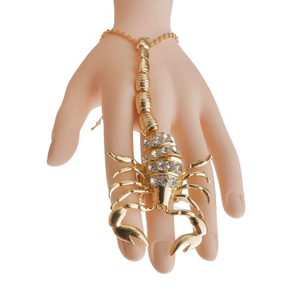 

scorpion adjustable slave finger ring hand chain bracelet jewelry, Golden;silver