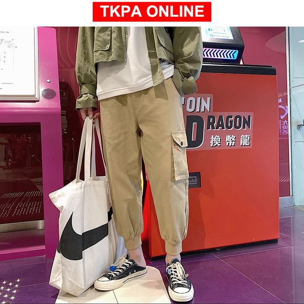 

japanese streetwear khaki joggers pants men 2020 summer overalls mens hip hop trousers male ankel-length sweaptpants, Black