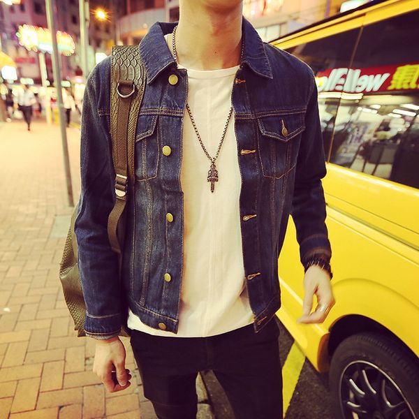 

men's wear korean-style denim men 2016 jacket retro fashion cowboy slim fit short jeans coat men's, Black;brown