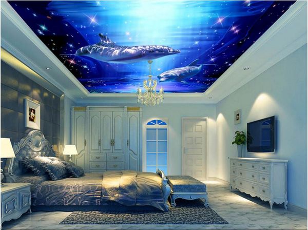 

wdbh 3d ceiling mural wallpaper custom p dream underwater world whale dolphin room home decor 3d wall murals wallpaper for wall 3d