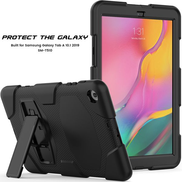 

heavy duty shockproof silicone case for samsung galaxy tab a 10.1 2019 t510 t515 sm-t510 sm-t515 tablet protective cover with kickstand