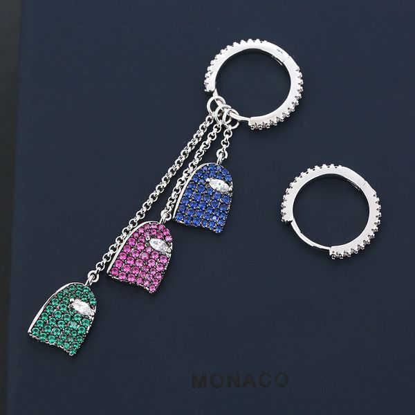 

wholesale monaco jewelry elegant long earrings for women jewelry crystal earring studs with full shiny cubiz zircon female earring, Golden
