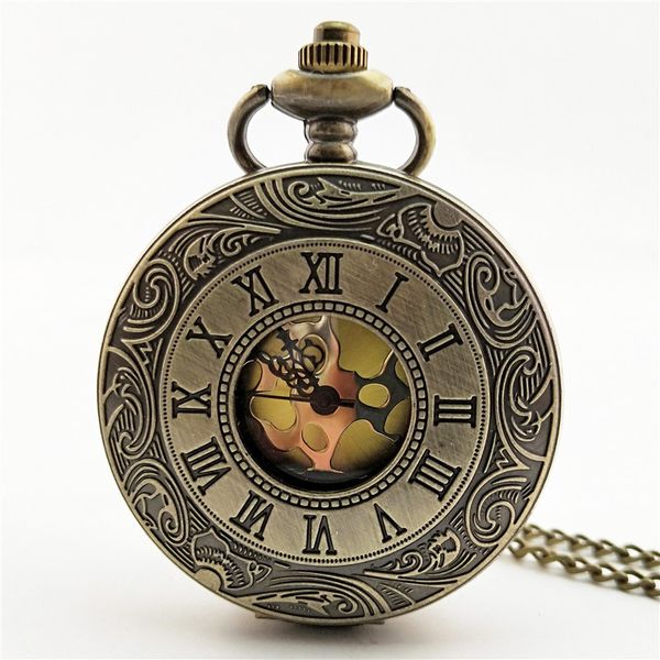 

retro classic pocket watch classical large gold face watch fashion roman scale pocket watch bronze gift watches, Slivery;golden