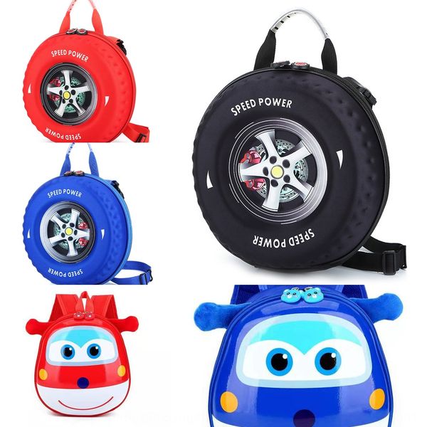 

2019 cartoon children's backpack men's and women's 3d tire bag kindergarten wheel backpack messenger bag