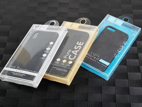 200pcs / lot Blister PVC Plástico Limpar Retail Embalagem O pacote Box para iPhone X XR 6 6s 7 7 Plus Limpar Mobile Phone Case Capa