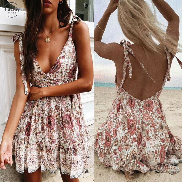

new fashion ca 2020 women summer off shoulder backless printed dress floral beach short sundress drop shipping, Black;gray