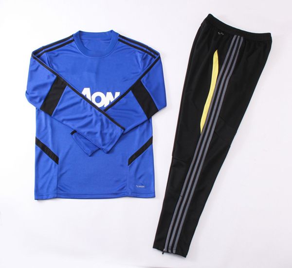 

19 20 manch united soccer tracksuit mu men's round collar suit united thai quality high collar sweater and pants adult's football, Black
