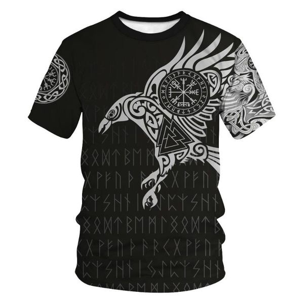 

2020 summer viking myth digital printed t shirt men round neck short sleeve polyester tshirt man casual t-shirt hip hop, White;black