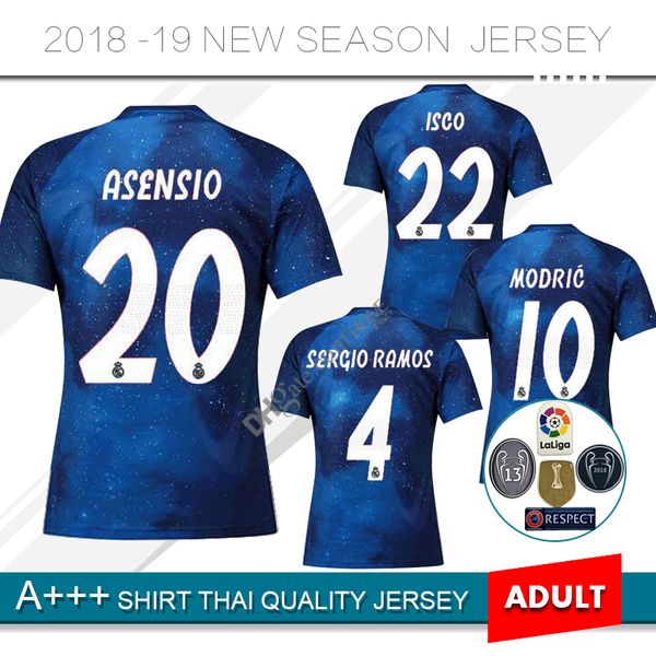 

2020 real madrid pecial edition blue occer jer ey 18 19 real madrid home occer hirt 20 a en io 8 kroo 22 i co football uniform