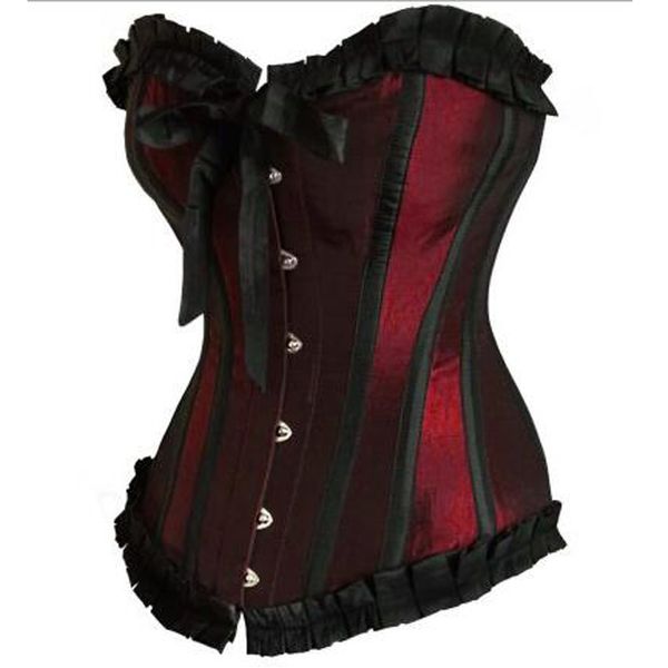 

women lingerie bustier vintage steampunk ruffle lace corsets push up waist slimming overbust clubwear black plus size bustiers, Black;white