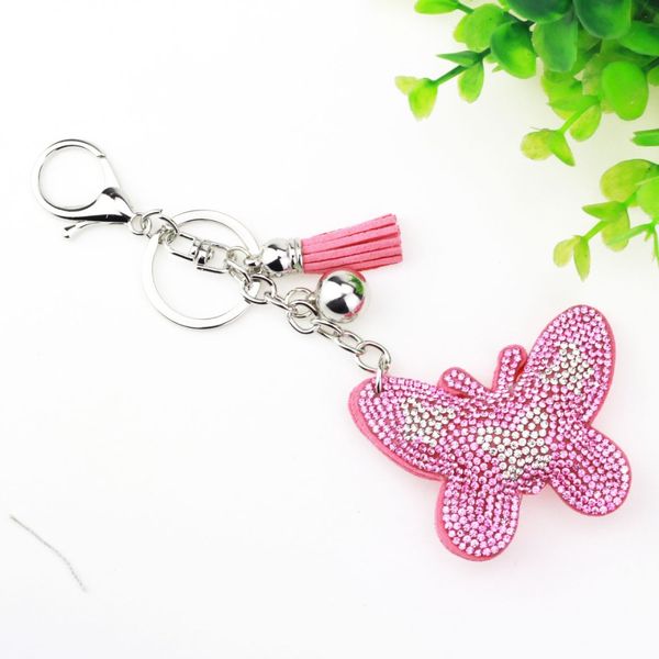 

zhimo butterfly pendant tassel crystal rhinestone keyrings key chains holder purse bag for car christmas gift keychains jewelry, Silver