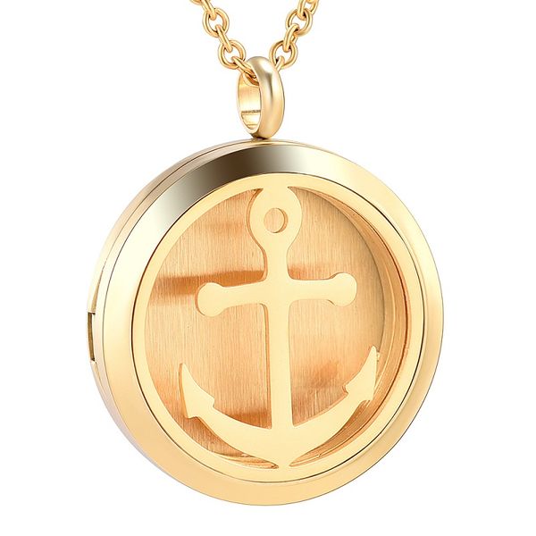 

stainless steel cremation anchor urn necklace ashes urn memorial pendant beautiful gift 12 pads with chain jewelry ijp0361, Silver