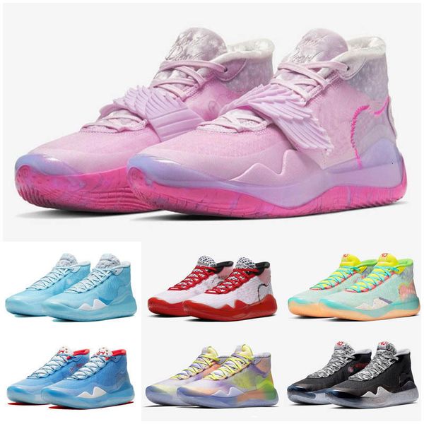 

mens дети баскетбол обувь kd 12 90s kid warriors главная волк серый uuiversity красный финалы дюрант 12s спорт кроссовки, Black