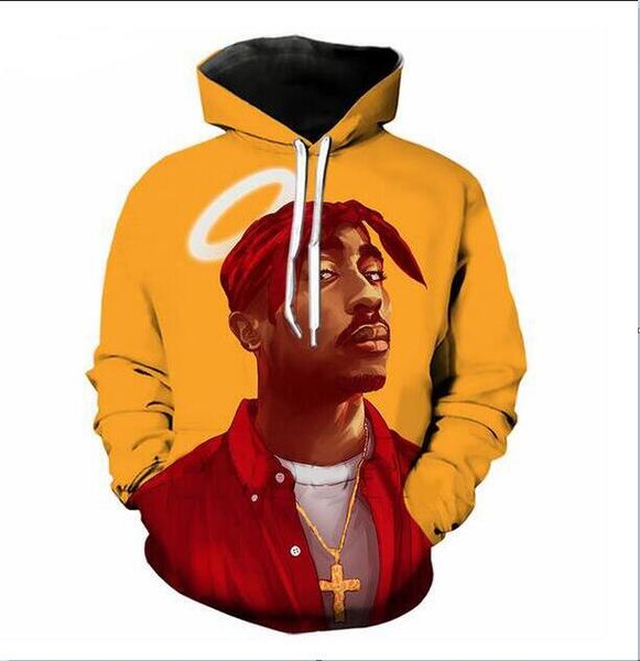 

new fashion summer designer hoodies mens women 3d casual hoodie 2pac tupac harajuku pullovers r0600, Black