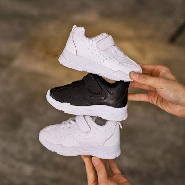 

new brand shell head boy girls sneakers sale superstar children kids shoes stan shoes fashion smith sneakers leather sport running shoes, Black