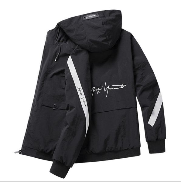 

stripe designer men jacket popular loose hoodie casual brand coats windproof outerwear plus size m-4xl, Black;brown