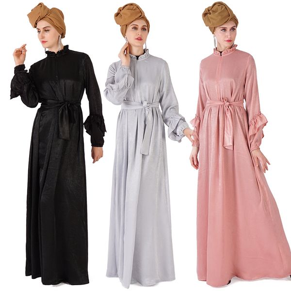 

2019 new muslim dress women islamic clothing moroccan kaftan lacing abayas ladies long kaftans robe dubai abaya turkish clothes, Red