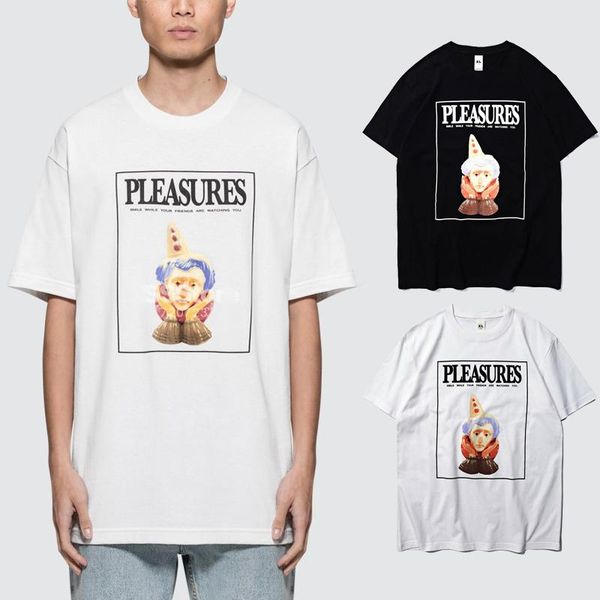 

pleasures smile short sleeve t-shirt new hip hop brand tee design graphic 100% cotton white black cli0323