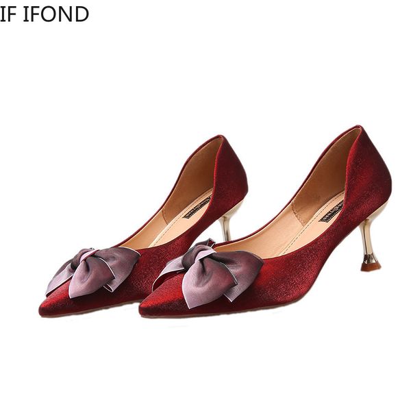 

if ifond women pumps thin heel female fashion party wedding office shoes summer elegant ladies glitter bowknot high heels, Black