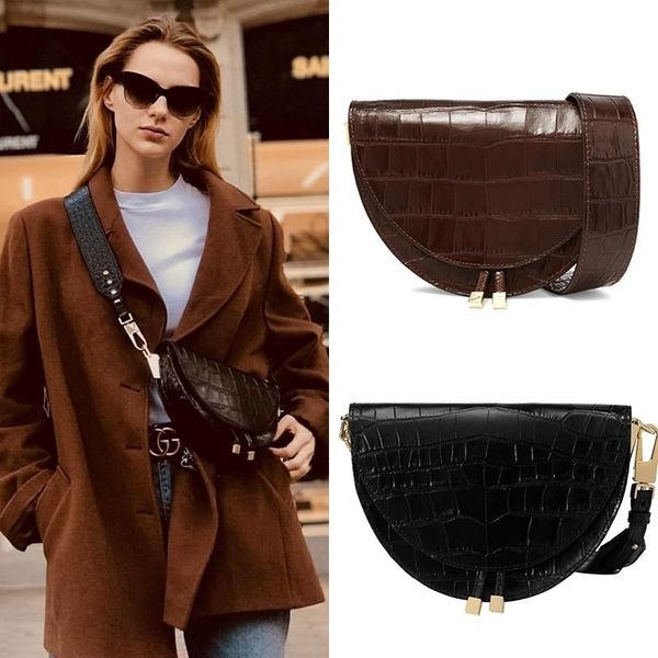 

fashion alligator leather saddle bag women shoulder bags small round handbag spring and summer crossbody messenger bags