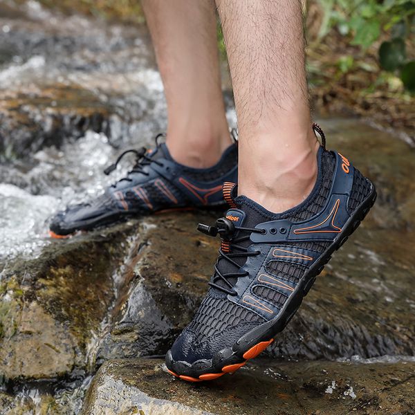 

sneakers beach shoes outdoor men swimming water shoes couple size 39-47 flat soft breathable seaside female wading, Black