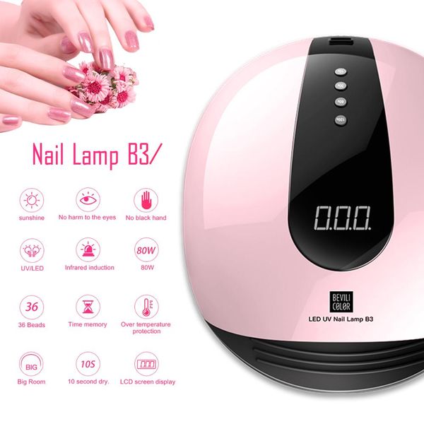 

pink color 48w led nail lamp for manicure uv lamp nails dryer for nail polish auto sensor sun light nails art manicure ice