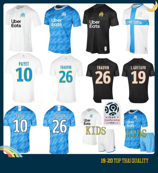 

2019 olympique de marseille soccer jersey 2020 maillot benedetto de foot payet 120 years thauvin 19 20 om home enfant kit football shirts, Black;yellow