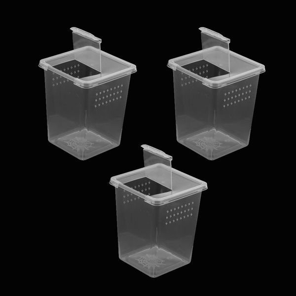 

3pcs plastic insect spider habitat feeding box case container 8x8x11cm