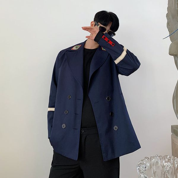 

мужчины вышивки vintage колледж стиль casual костюм blazer куртки шинель весна осень мужчина женщины streetwear костюм пальто верхняя одежда, White;black