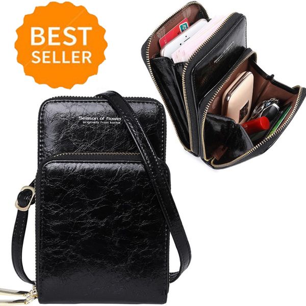

women retro leisure crossbody wallet card holder pu leather shoulder phone bag casual phone purse sling purse