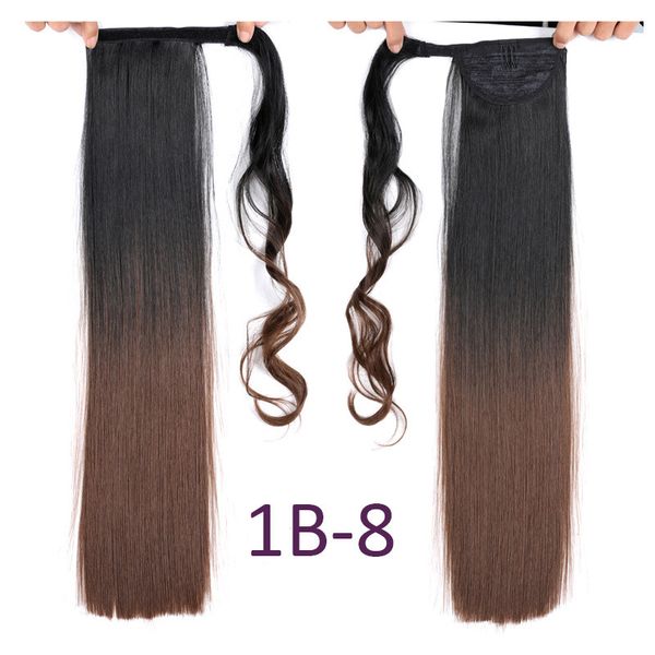 

22 inch straight clip in ponytail women long hair extension false ponytail hairpiece with hairpins 110g/pcs bs10f, Black