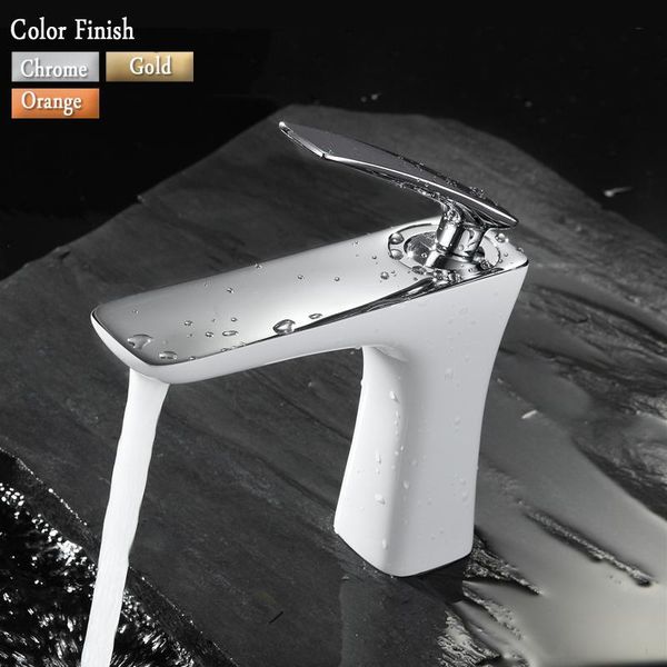 

wholesale- new design brass made basin faucet.basin sink mixer tap.chrome gold white painting faucet.single handle deck mounted faucet