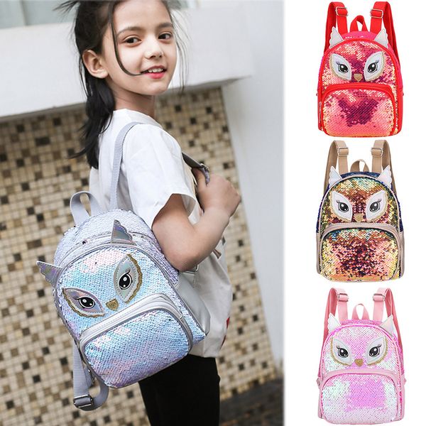 

student kids girls cartoon sequin school backpack satchel travel shoulder bag