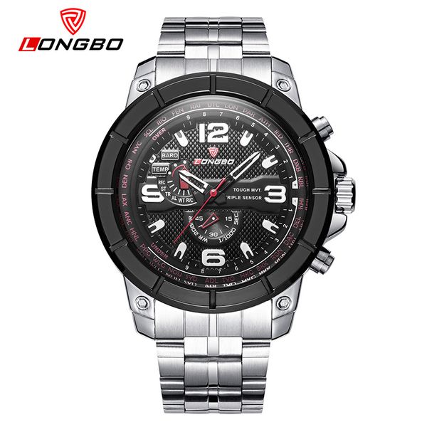 

longbo brand army men watches casual stainless steel band sports watch dynamic male leisure fashion reloj hombre 80296, Slivery;brown
