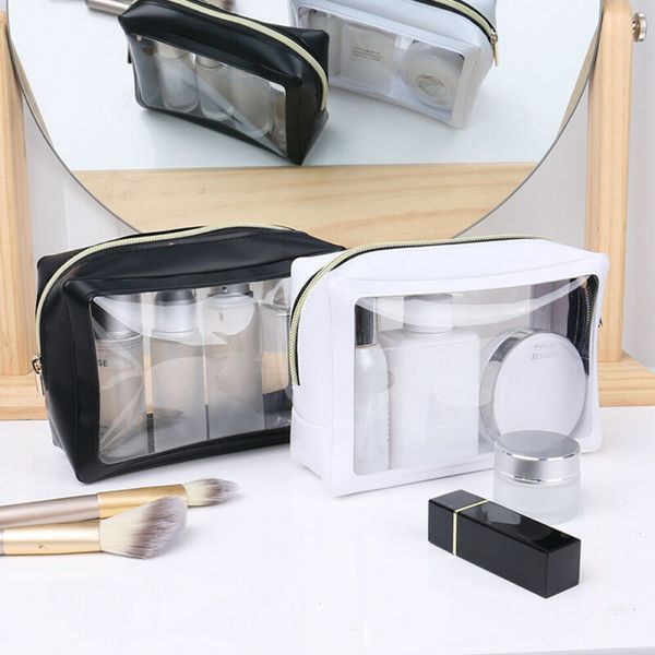 

2019 waterproof transparent zipper cosmetic cute bags 2pcs storage pouch makeup case toiletry bag