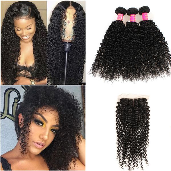 

Big deep wave human hair weave bundle with clo ure brazilian deep curly virgin hair and lace clo ure wet and wavy hair exten j63