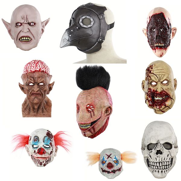 

halloween horror grimace ghost mask scary zombie emulsion skin with hair clown mask horrific demon clown devil flame