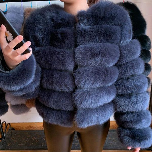 

women's fur & faux natural women real coat winter luxury outwear 50cm long wholeskin genuine jacket woman coats short overcoats, Black
