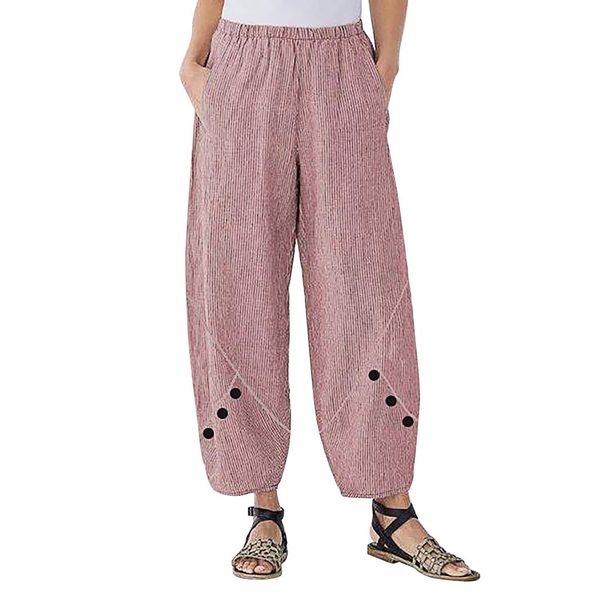 

women pants loose simple comfortable solid elastic waist pocket plus size ladies trousers, Black