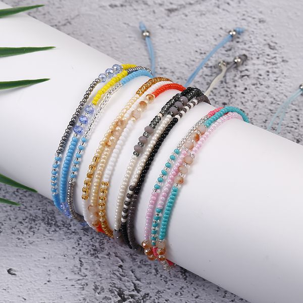 

bohemia beads bracelet adjustable handmade rope 3 lines jewelry for women friend gift handmade, Golden;silver
